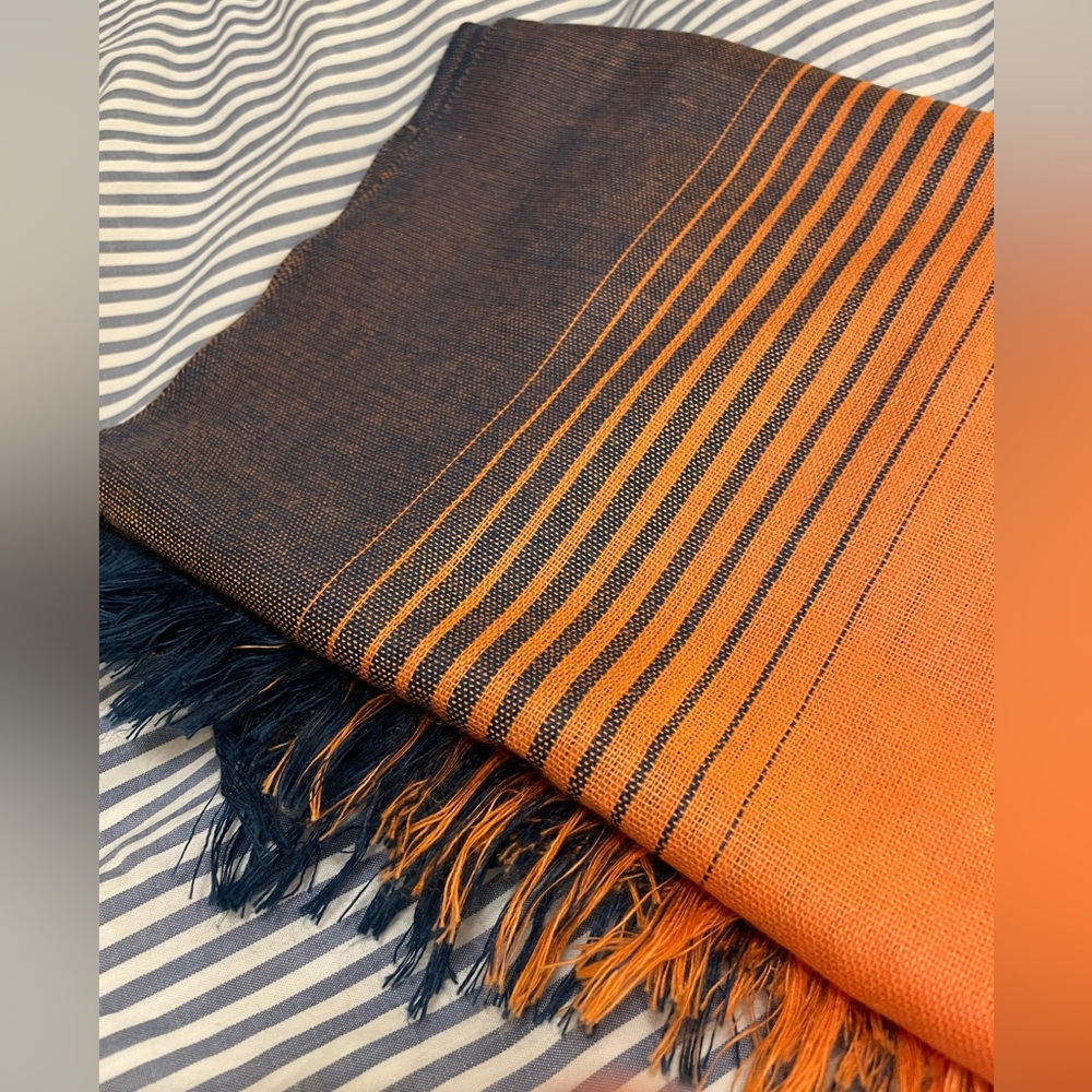 Beautiful navy and orange shawl/scarf
